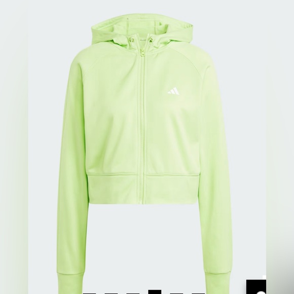 NWT!🔥Adidas AEROREADY GAME AND GO FULL-ZIP HOODED FLEECE JACKET Women Lime - Picture 1 of 15